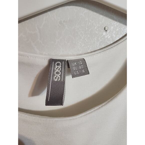 Asos Womens Top Heavyweight Off White Scoop Neck sz 8 Flowy Lined - Picture 2 of 6